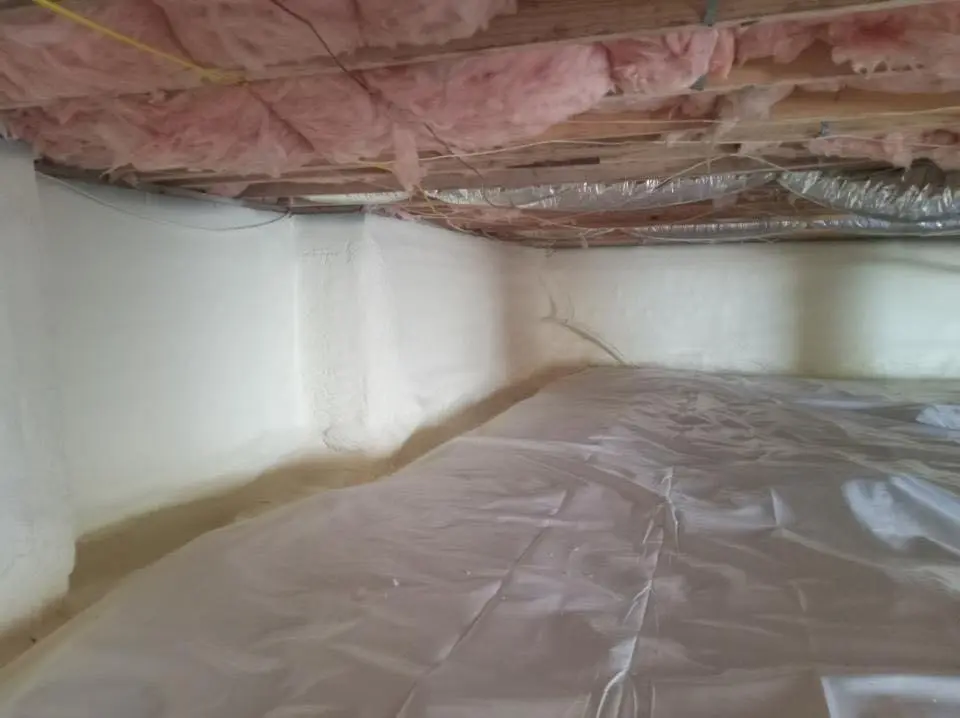 Crawl space encapsulation with closed-cell spray foam for Spray Foam Roofing in Hampden