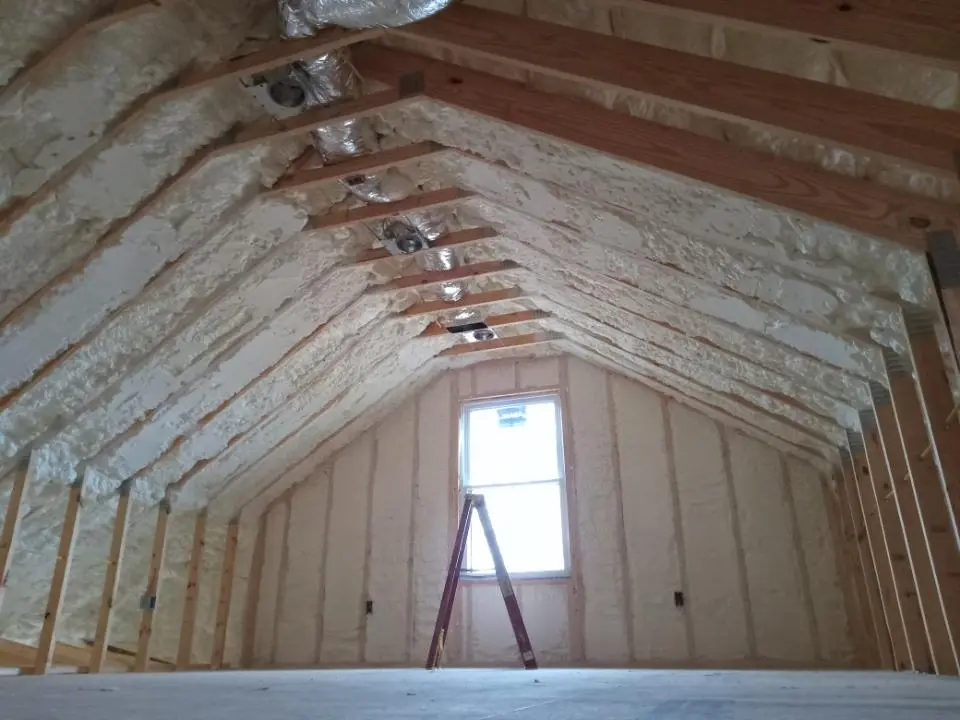 Spray foam roofing application for Crawl Space Insulation project in Hampden